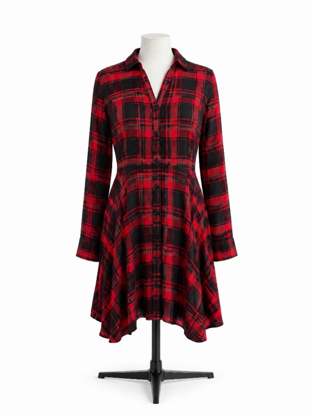 VENUS Asymetric High Low Plaid Shirt Dress Size 16
